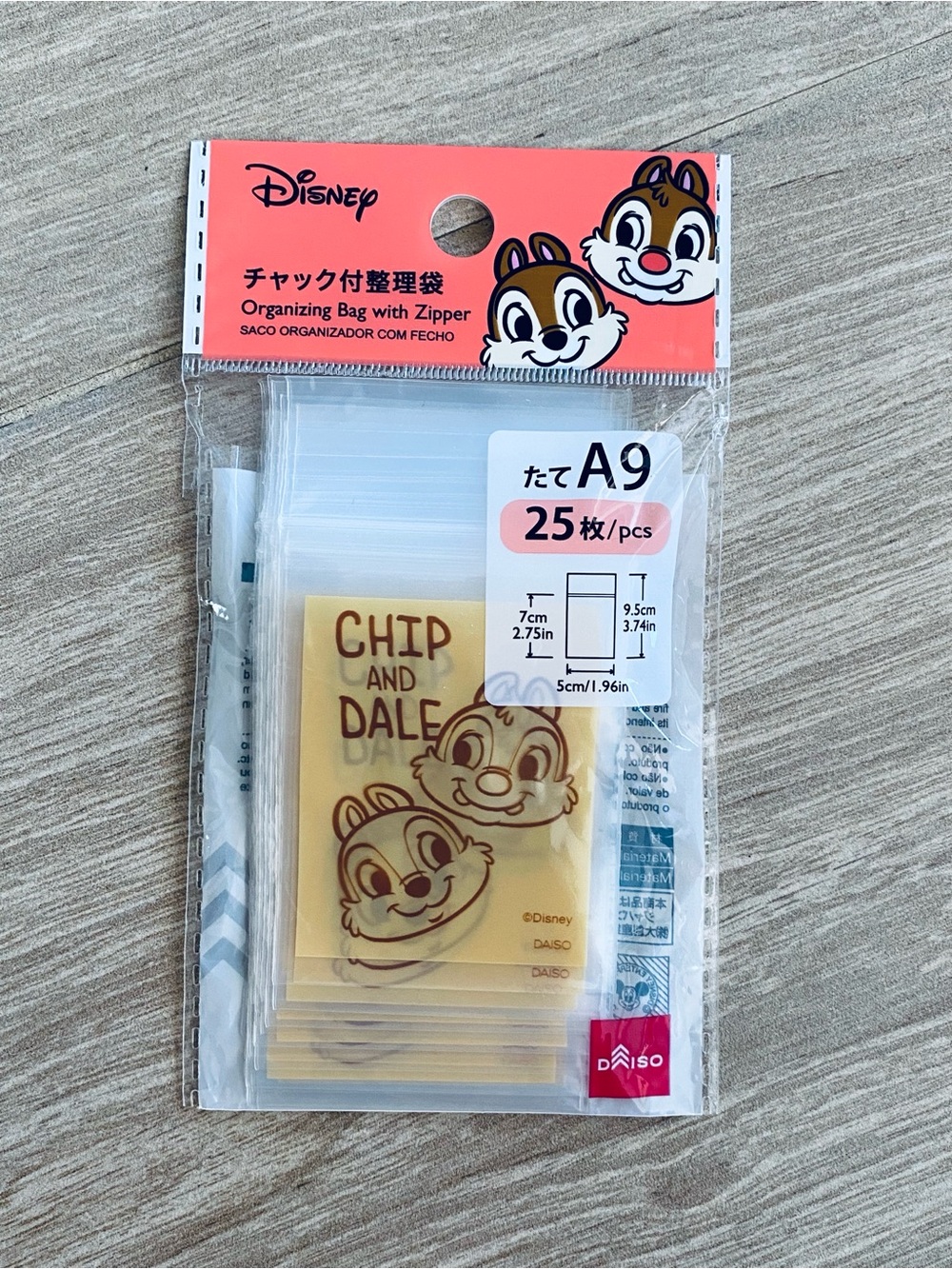 Disney Chip 'n' Dale Mini Zipper Seal Storage Bags A9 Size 25 Pcs Japan Import
